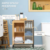 easycomfort easycomfort mobiletto da bagno con 3 ripiani aperti e armadietto chiuso in truciolato e acciaio 60x28x80 cm