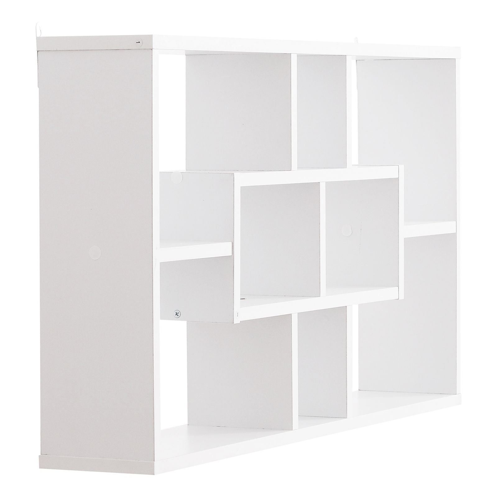 EASYCOMFORT Pensile Libreria da Parete Sospesa 8 Vani in 3 Diverse  Dimensioni, Bianco 85x14.5x47.5cm