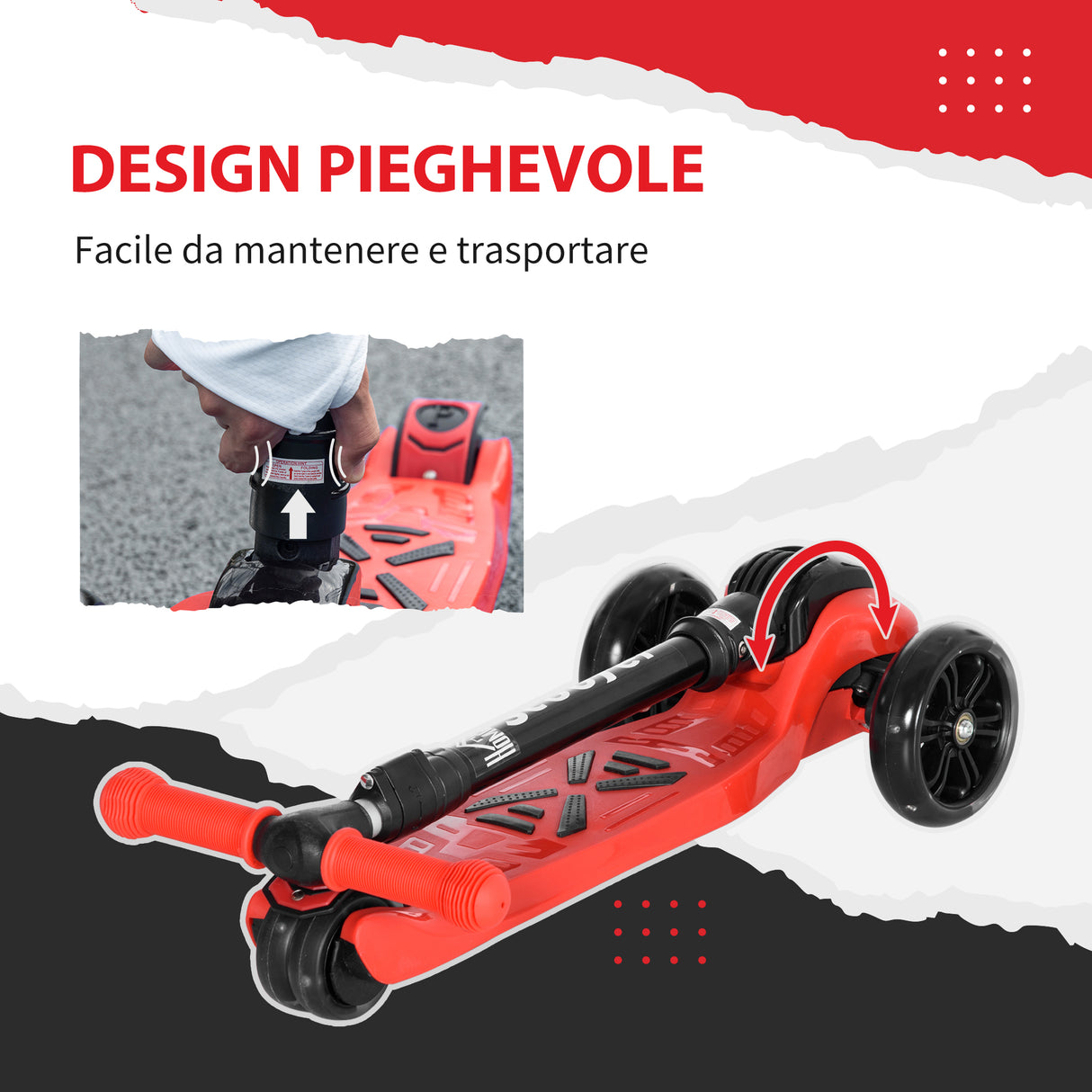 easycomfort easycomfort monopattino 3 ruote per bambini 3 8 anni con ruote luminose e 4 altezze regolabili 54 7x32 5x59 69 cm rosso