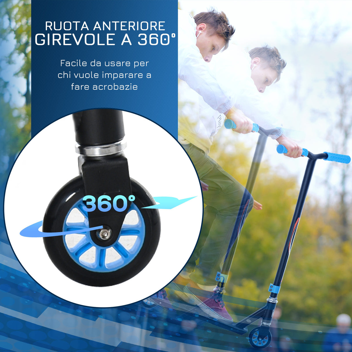 easycomfort easycomfort monopattino con freno posteriore in metallo e alluminio 64 5x37x76cm nero