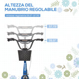 easycomfort easycomfort monopattino per bambini con ruote grandi 2 freni e manubrio regolabile cestino e porta borraccia blu