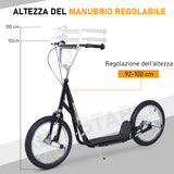 easycomfort easycomfort monopattino per bambini da 5 anni con ruote grandi da 16 e altezza regolabile freni e cavalletto nero