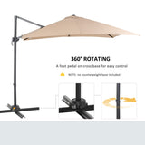 easycomfort easycomfort ombrellone da giardino 268x268x250cm a braccio girevole a 360 e inclinabile su 5 livelli khaki ean 8055776914350