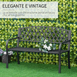 easycomfort easycomfort panchina da esterno 2 posti con braccioli in acciaio e ghisa 128x58 5x89cm nero