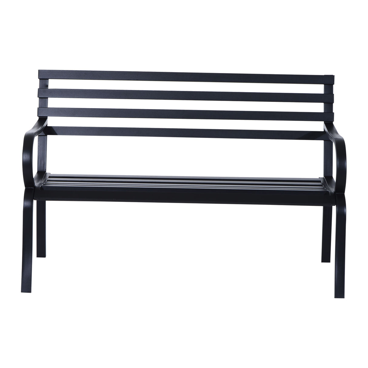 easycomfort easycomfort panchina da giardino in metallo nero 127 x 62 x 82cm