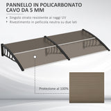 easycomfort easycomfort pensilina da esterno per finestre e porte in policarbonato e alluminio 200x100x26cm marrone