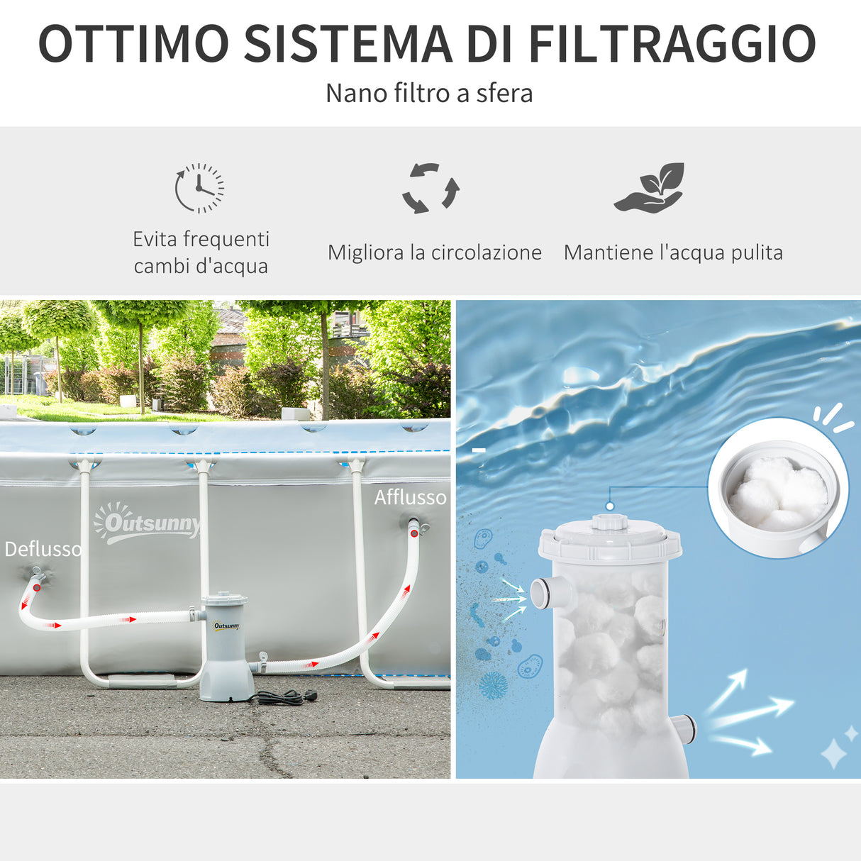 easycomfort easycomfort piscina fuori terra in acciaio e pvc rinforzato con filtro 580x310x122cm grigio chiaro