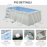 easycomfort easycomfort piscina fuori terra rettangolare con pompa filtro a nanosfere e scaletta incluse 440x240x122cm grigia