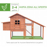 easycomfort easycomfort pollaio in legno con casetta nido di cova e area aperta per 2 4 galline 190x66x116cm arancione