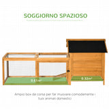 easycomfort easycomfort pollaio per galline con casetta area di corsa e di cova e vassoio estraibile in legno 180x92x78cm