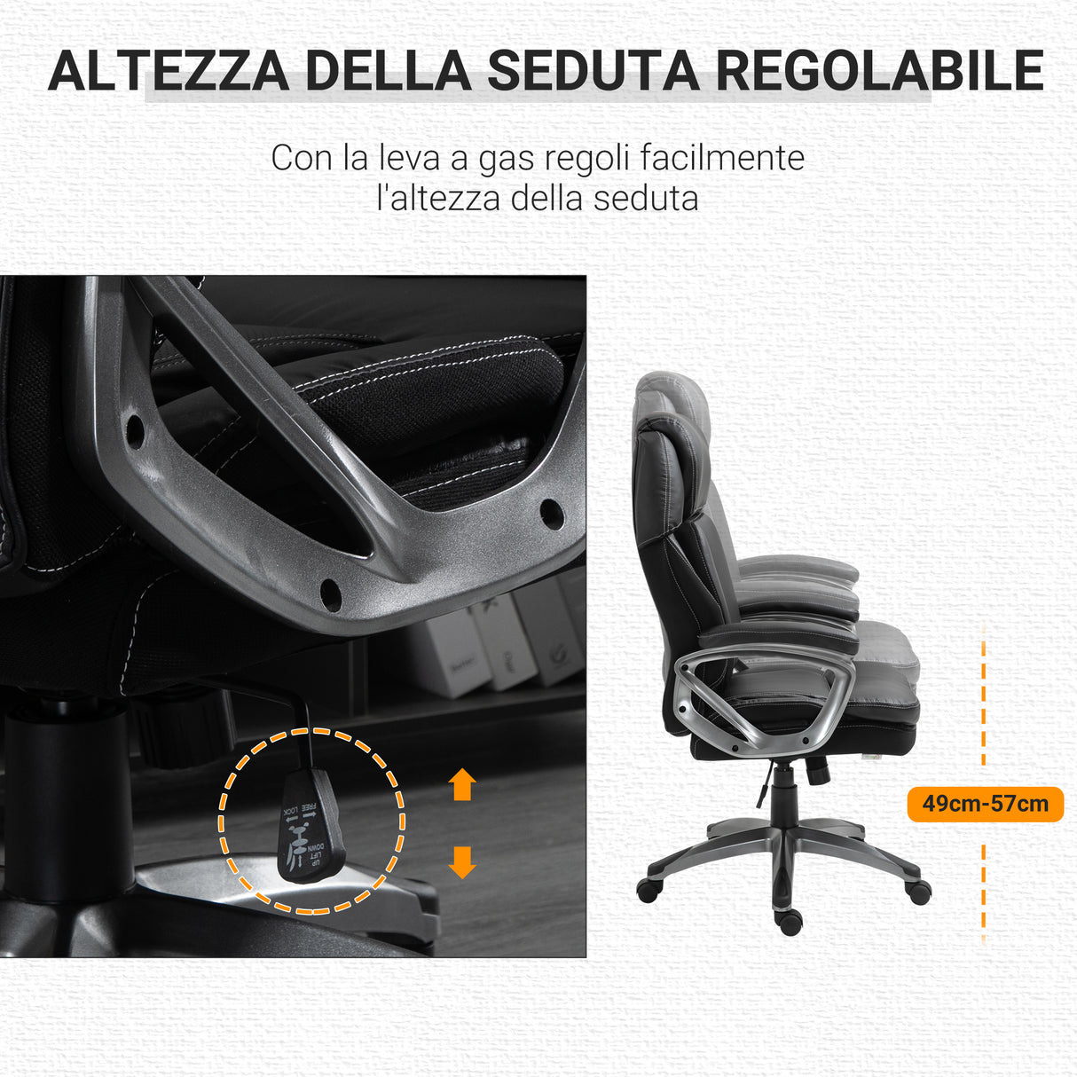 easycomfort easycomfort poltrona da ufficio ergonomica con poggiatesta altezza regolabile e dondolo sedia girevole con ruote 68x76x117 125cm nero