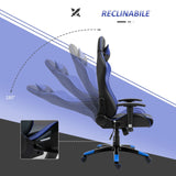 easycomfort easycomfort poltrona da ufficio gaming girevole reclinabile nero e blu ecopelle ean 8055776914725