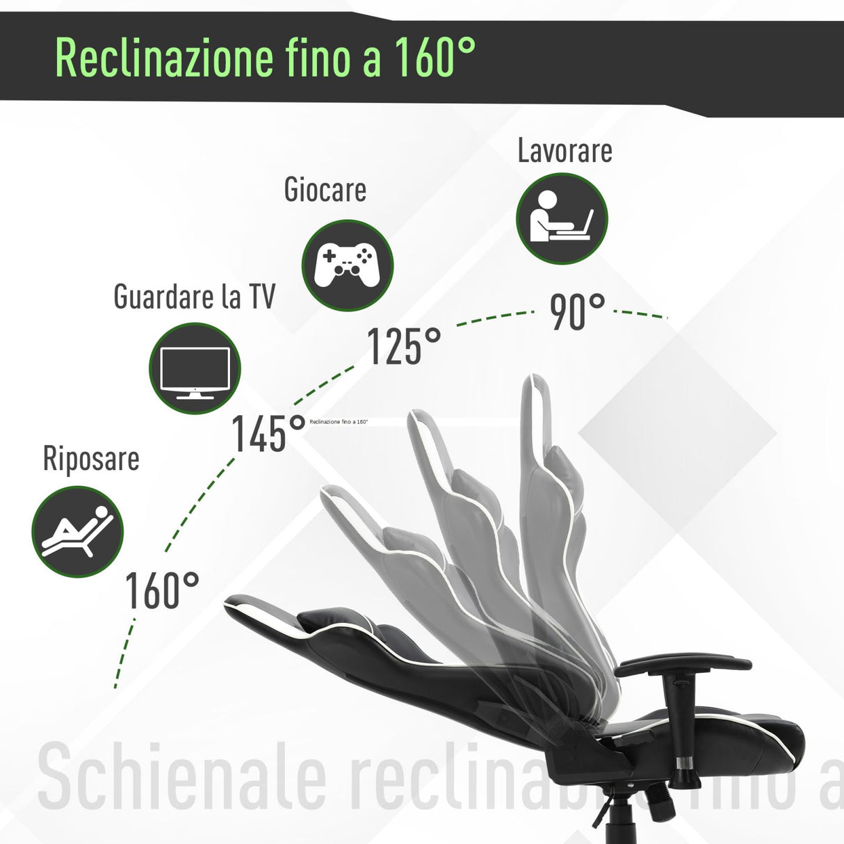 easycomfort easycomfort poltrona gaming con altezza e schienale regolabile sedia da ufficio nera e verde ean 8055776913735