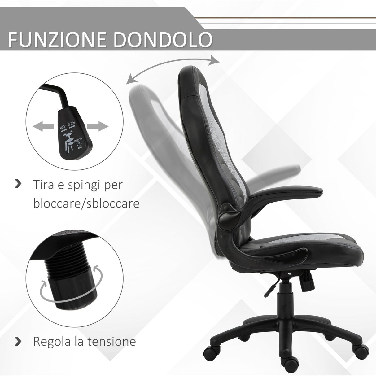 easycomfort easycomfort poltrona gaming da ufficio in similpelle grigia con braccioli pieghevoli altezza e schienale regolabile ean 8054144133584