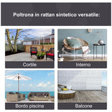 easycomfort easycomfort poltrona in pe rattan grigio con morbido cuscino beige per esterni e interni ean 8055776915029