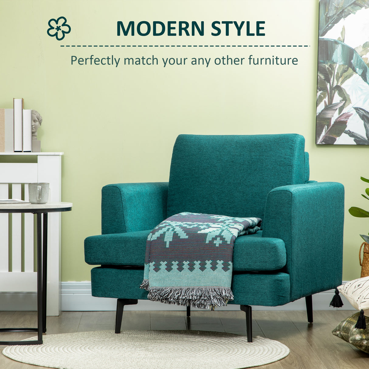 easycomfort easycomfort poltrona moderna da soggiorno con seduta imbottita gambe in acciaio e tessuto traspirante 96x87x87 cm verde