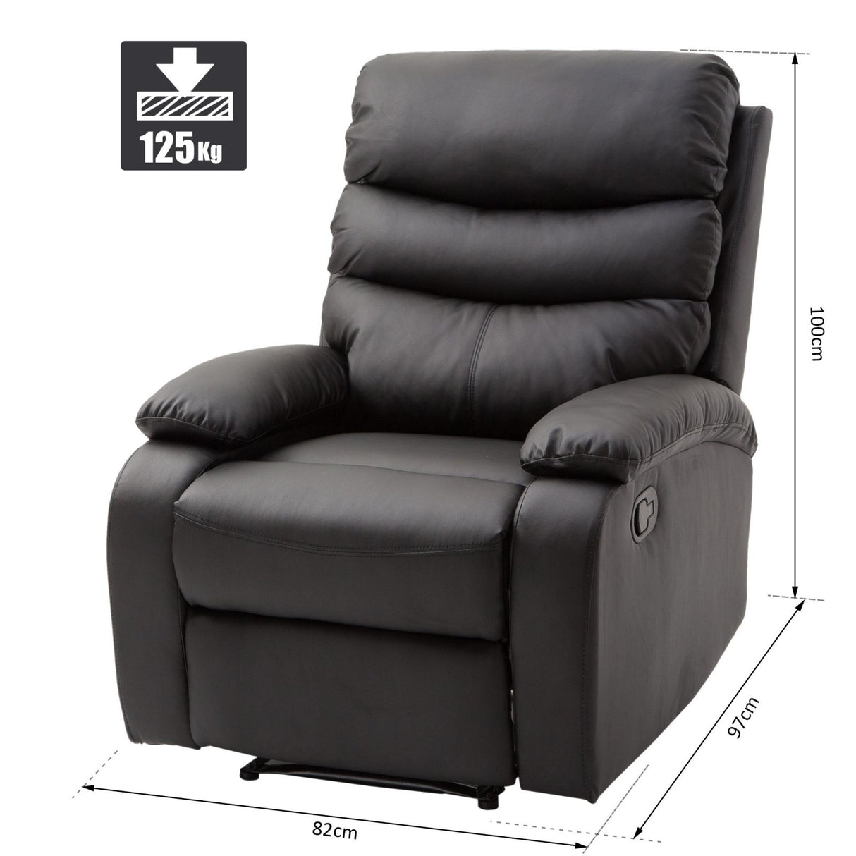 easycomfort easycomfort poltrona relax con schienale reclinabile e poggiapiedi rialzabile in ecopelle nero 82 97 100cm ean 8054144136486