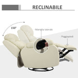 easycomfort easycomfort poltrona relax reclinabile girevole e con poggiapiedi similpelle pu e metallo bianco