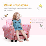 easycomfort easycomfort poltroncina per bambini con poggiapiedi estraibile struttura in legno con imbottitura 57x42x45cm rosa e bianco