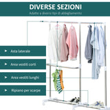 easycomfort easycomfort portaabiti e porta scarpe estensibile a 3 livelli acciaio e pp grigio 93 172x42x95 162 5cm