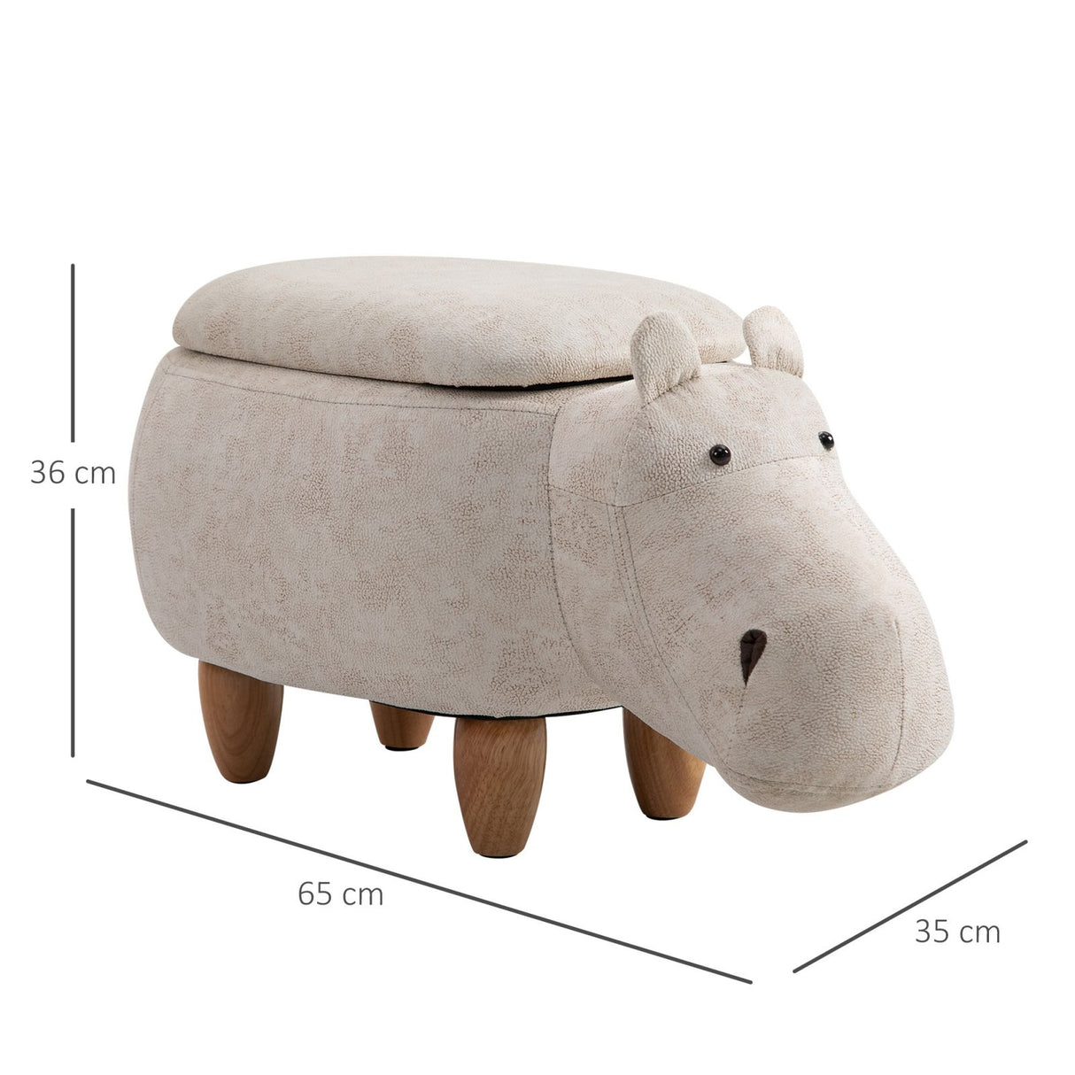 easycomfort easycomfort pouf contenitore poggiapiedi in tessuto ippopotamo beige ean 8054144138244