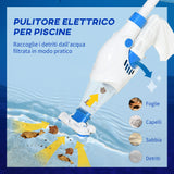 easycomfort easycomfort pulitore aspiratore per piscine a batteria con palo telescopico spazzole e filtro bianco e blu