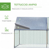 easycomfort easycomfort recinto per galline e conigli in metallo con copertura in tessuto impermeabile anti uv 303 5x600x195cm argento