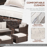 easycomfort easycomfort salotto da esterni in rattan set 6 pz con divanetto da giardino poltrone e tavolino marrone