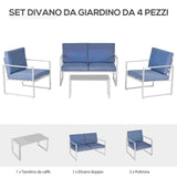easycomfort easycomfort salotto da giardino con divanetto 2 poltroncine e tavolino bianco e blu ean 8055776915098