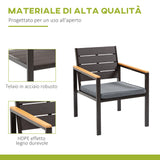 easycomfort easycomfort salotto da giardino set 4 pz con divano da esterno poltrone e tavolino acciaio e legno marrone