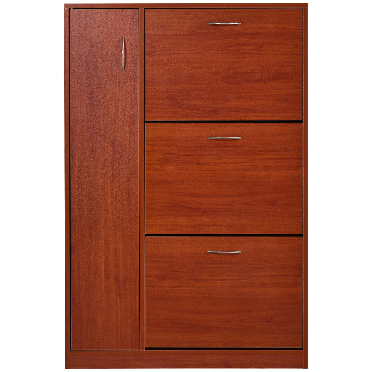 easycomfort easycomfort scarpiera salvaspazio con 3 ante a ribalta e unanta porta ombrelli in legno color ciliegio 80x24x120cm ean 8054111845342