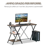 easycomfort easycomfort scrivania da ufficio porta pc in stile industriale legno marrone 120x48x78cm