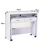 easycomfort easycomfort scrivania tavolo porta pc con due ripiani con ruote in legno mdf bianco 100x36x88cm ean 8054111845540