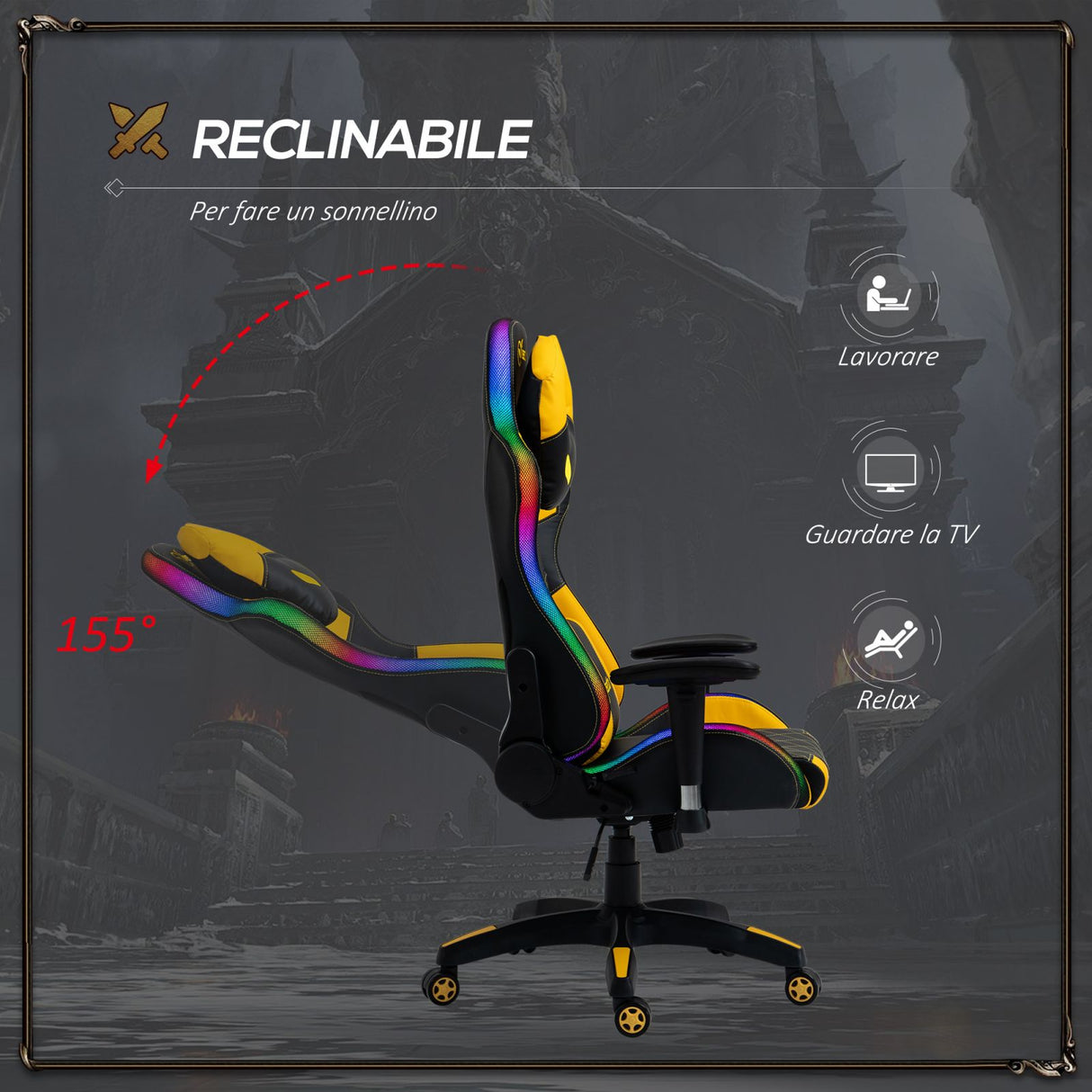 easycomfort easycomfort sedia da gaming giallo nero