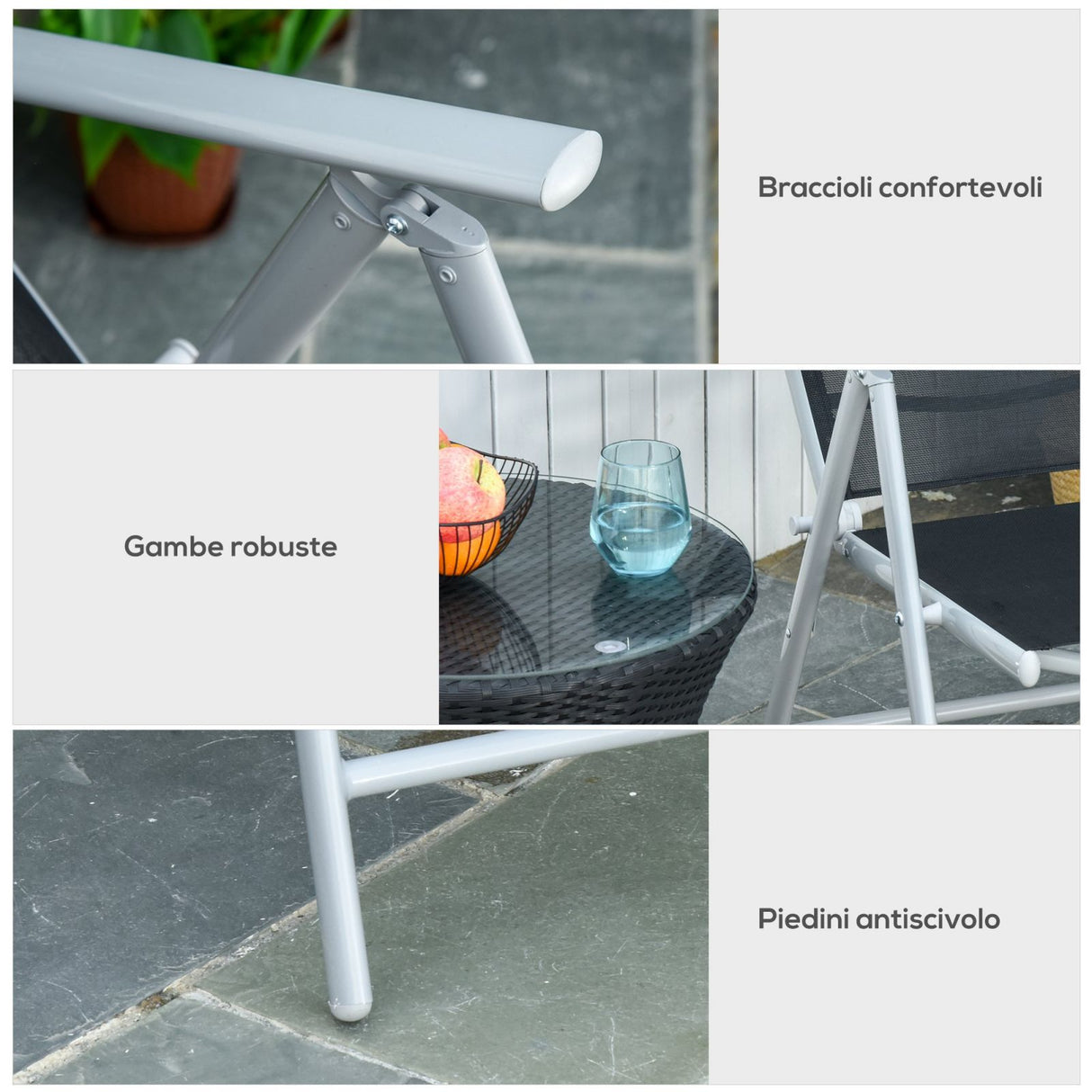 easycomfort easycomfort sedia da giardino pieghevole con schienale regolabile in alluminio ean 8054144132891