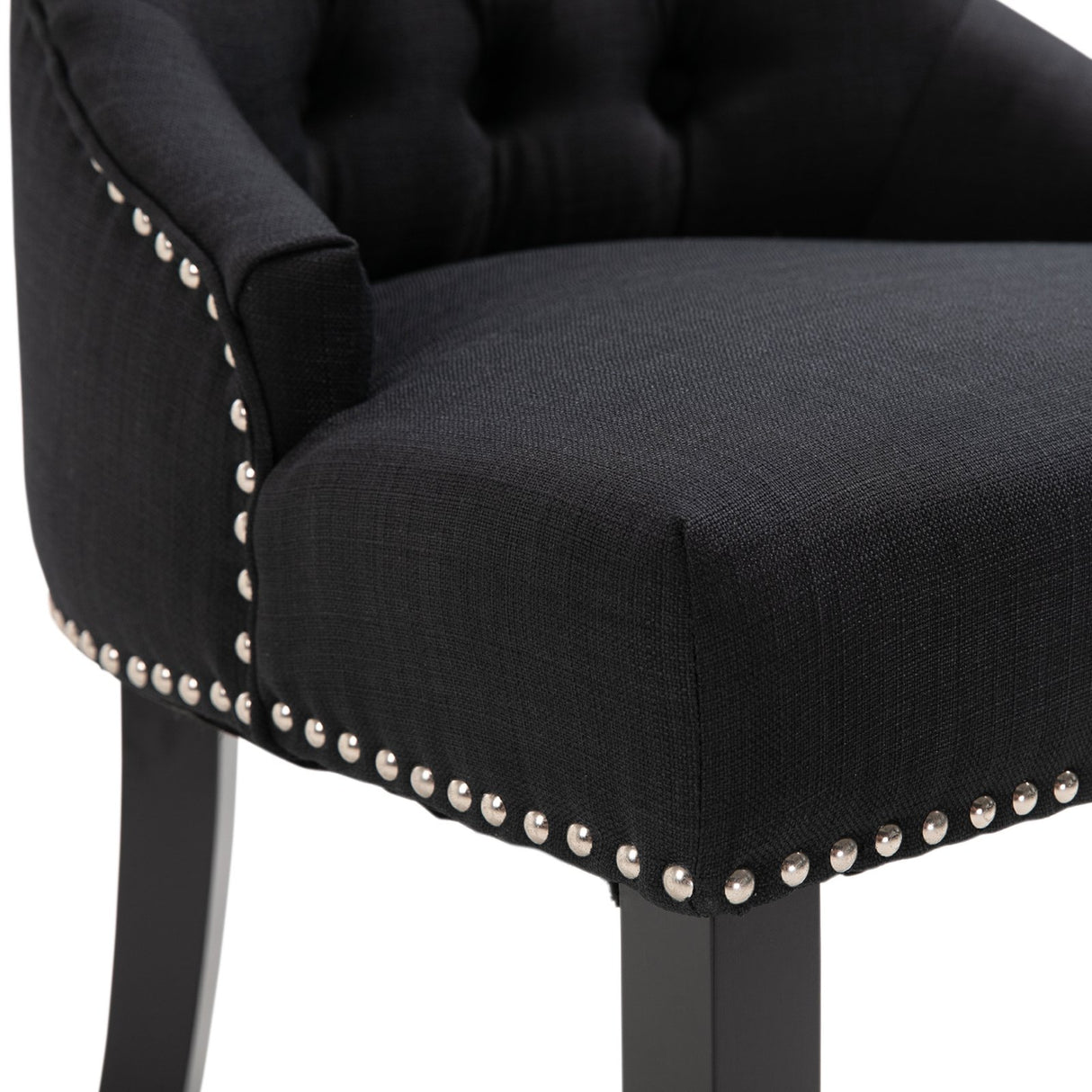 easycomfort easycomfort sedia da pranzo elegante imbottita rivestimento in lino con bottoni trapuntati nero ean 8054144139913