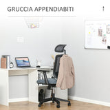 easycomfort easycomfort sedia da ufficio ergonomica altezza regolabile supporto lombare e poggiatesta gruccia integrata grigio