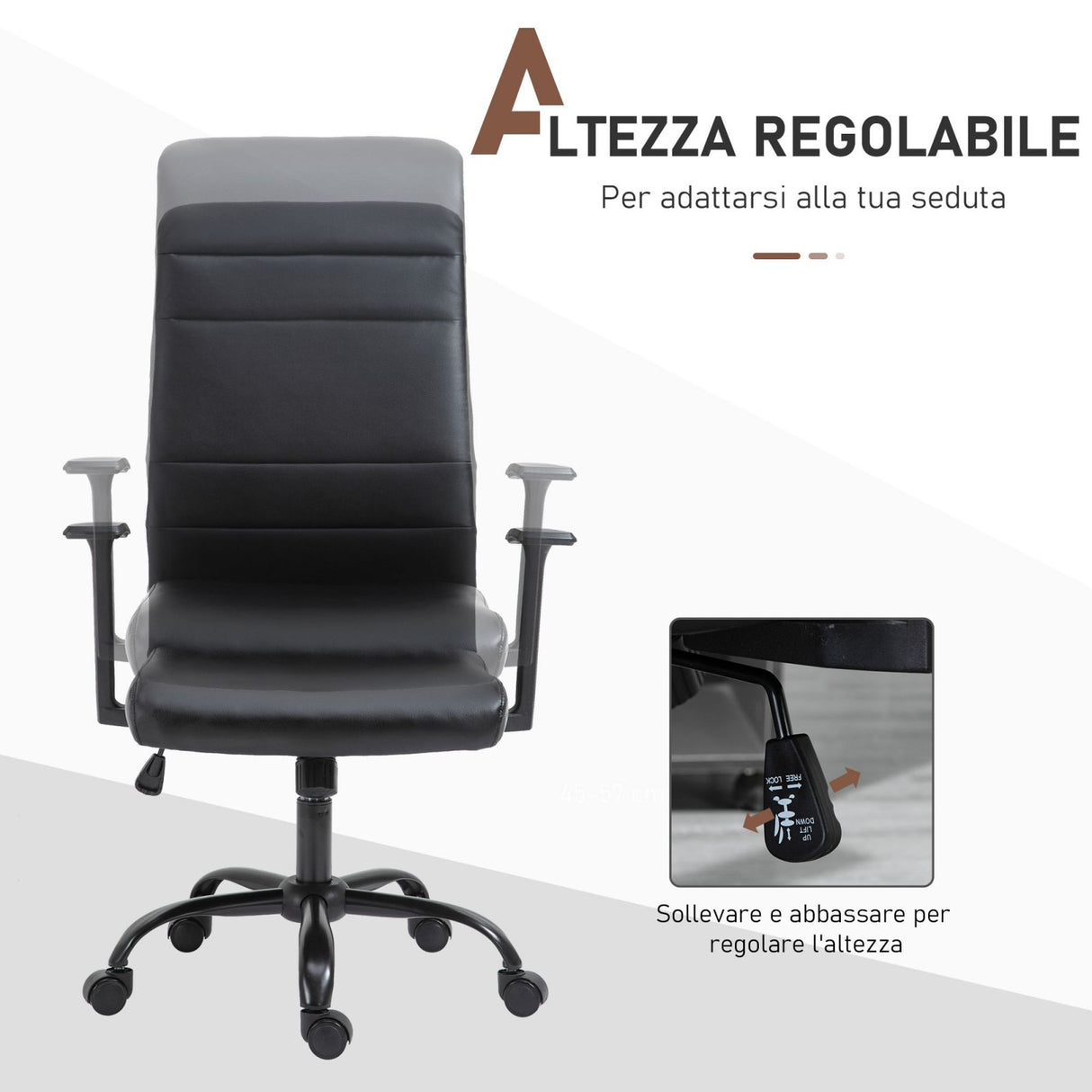 easycomfort easycomfort sedia da ufficio ergonomica e girevole in similpelle nera 61x61x109 115cm