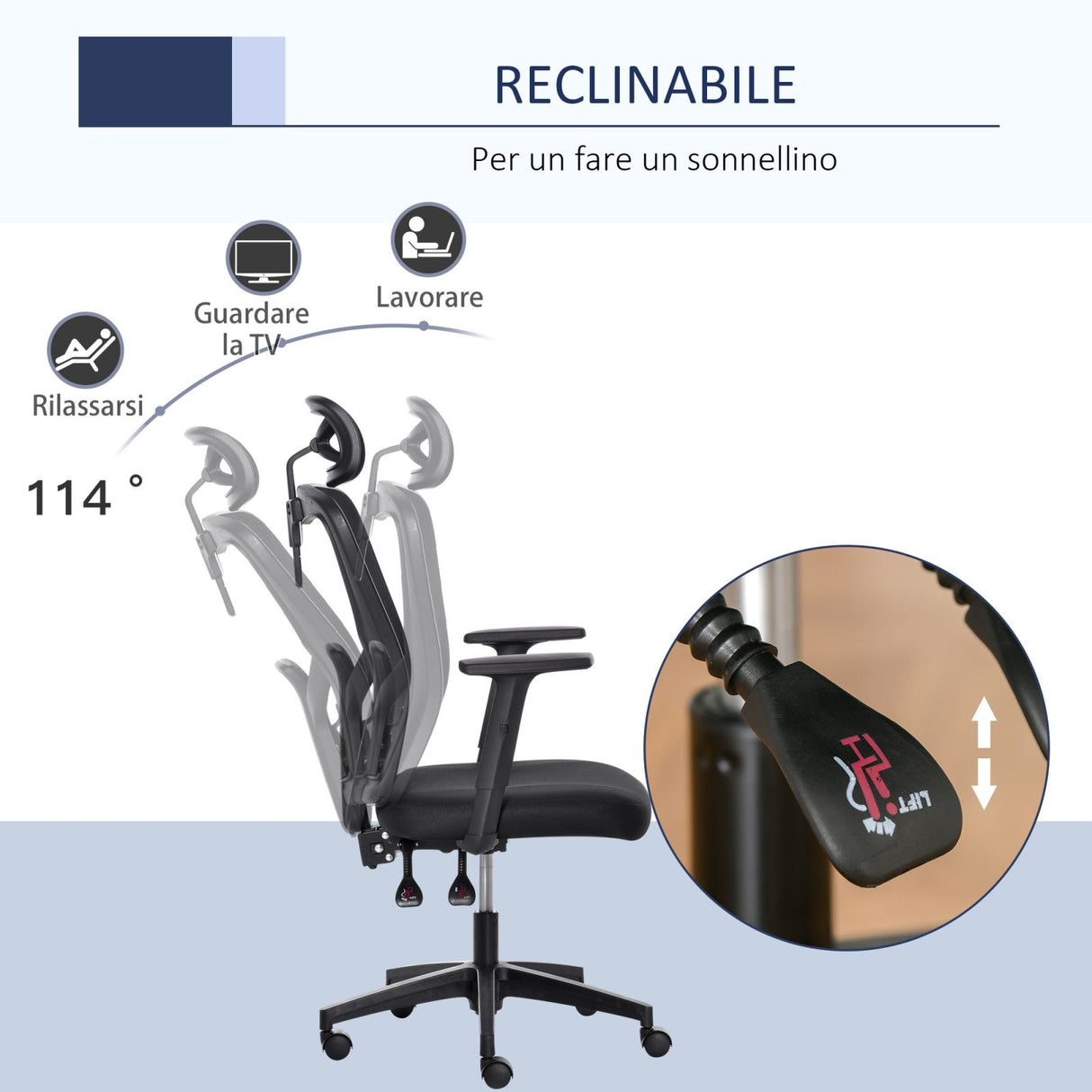 easycomfort easycomfort sedia da ufficio ergonomica girevole altezza regolabile supporto lombare e poggiatesta nero