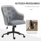 easycomfort easycomfort sedia da ufficio girevole ergonomica con ruote e altezza regolabile rivestimento in velluto 63x64x88 96cm grigio