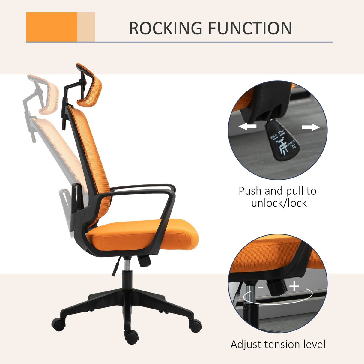 easycomfort easycomfort sedia ergonomica con poggiatesta e supporto lombare da ufficio girevole arancione