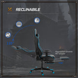 easycomfort easycomfort sedia gaming ergonomica con poggiapiedi estraibile e supporto lombare 72x77x128 138cm nero