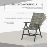 easycomfort easycomfort sedia pieghevole da giardino in rattan pe con braccioli e schienale reclinabile grigio ean 8054144139258