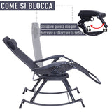 easycomfort easycomfort sedia sdraio a dondolo reclinabile con poggiapiedi e porta bicchieri nero 120x67x102cm ean 8054144133621