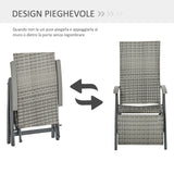 easycomfort easycomfort sedia sdraio da giardino pieghevole reclinabile in rattan pe con braccioli e poggiapiedi grigio ean 8055776913254