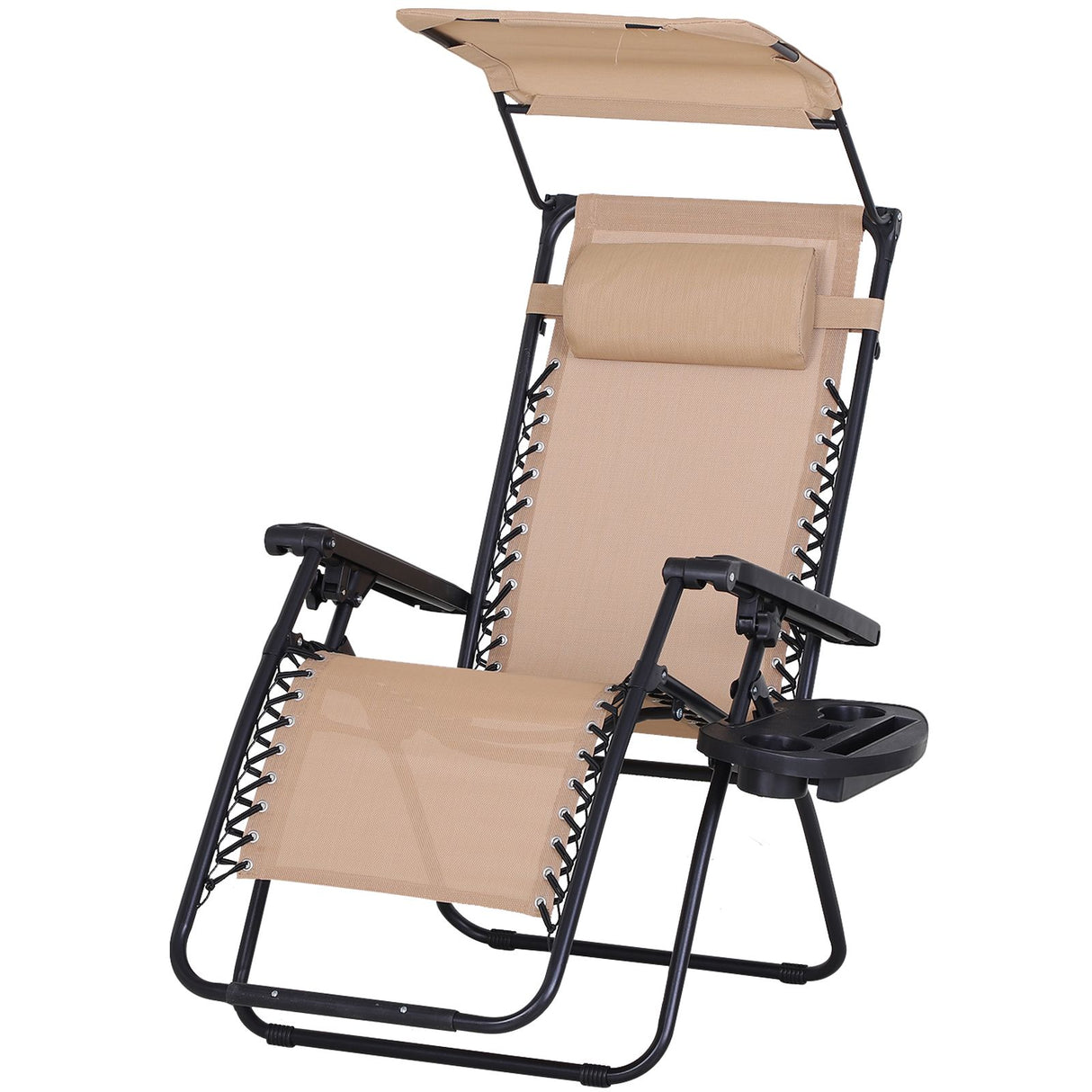 easycomfort easycomfort sedia sdraio da giardino zero gravity con tettuccio e portabicchieri beige ean 8054144130439