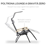 easycomfort easycomfort sedia sdraio da giardino zero gravity pieghevole e reclinabile con tettuccio poggiatesta e porta bicchieri grigio chiaro