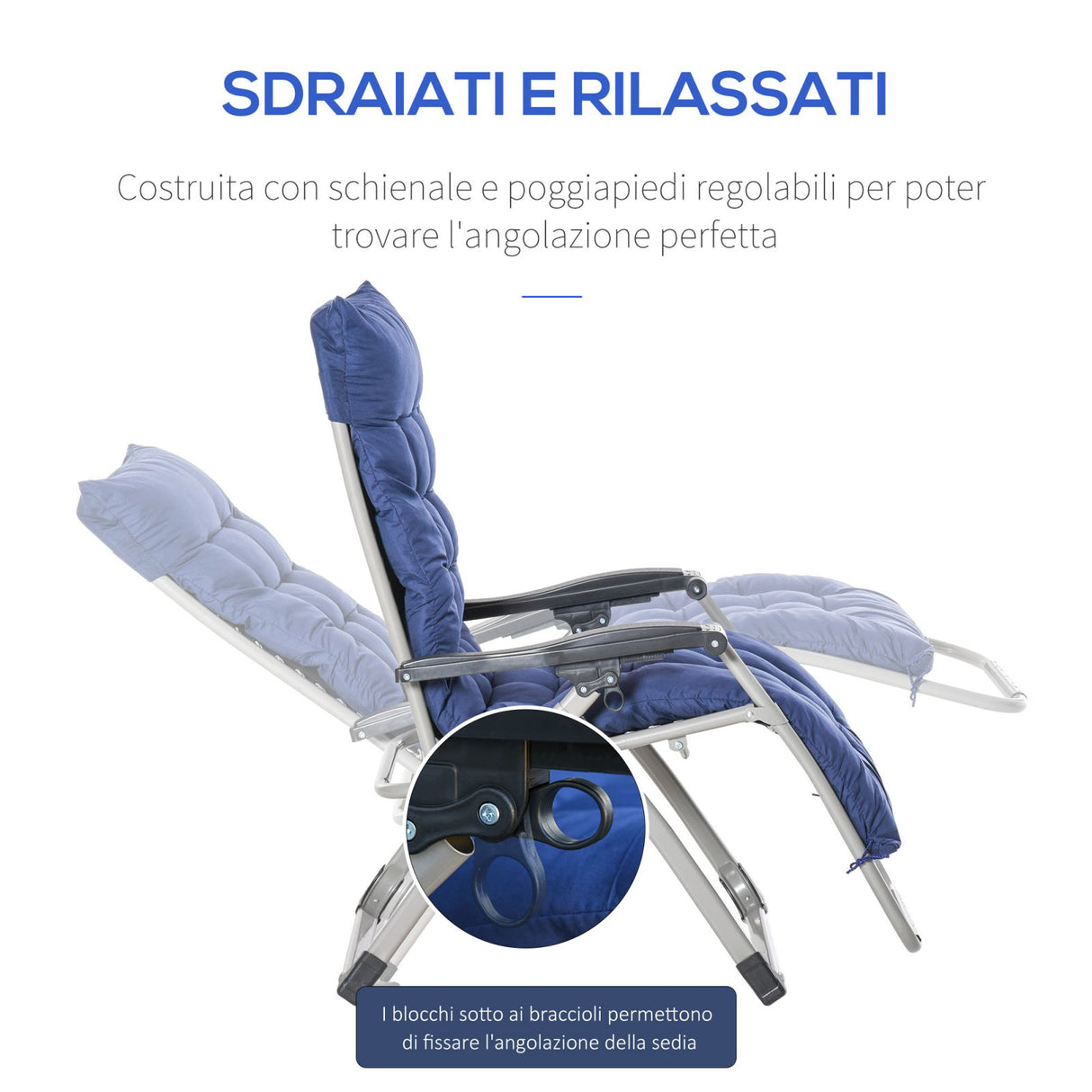 easycomfort easycomfort sedia sdraio pieghevole da giardino con schienale reclinabile blu ean 8054144134390