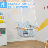 easycomfort easycomfort seggiolino altalena per bambini in tessuto e legno con cuscino 40x40x180cm grigio