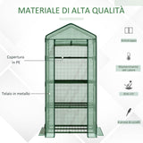 easycomfort easycomfort serra da giardino a 4 ripiani in acciaio copertura in pe e porta avvolgibile 69x49x158 cm verde
